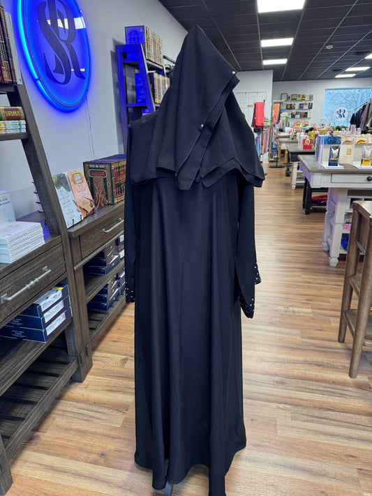 Black Abaya with Rose Gold accents