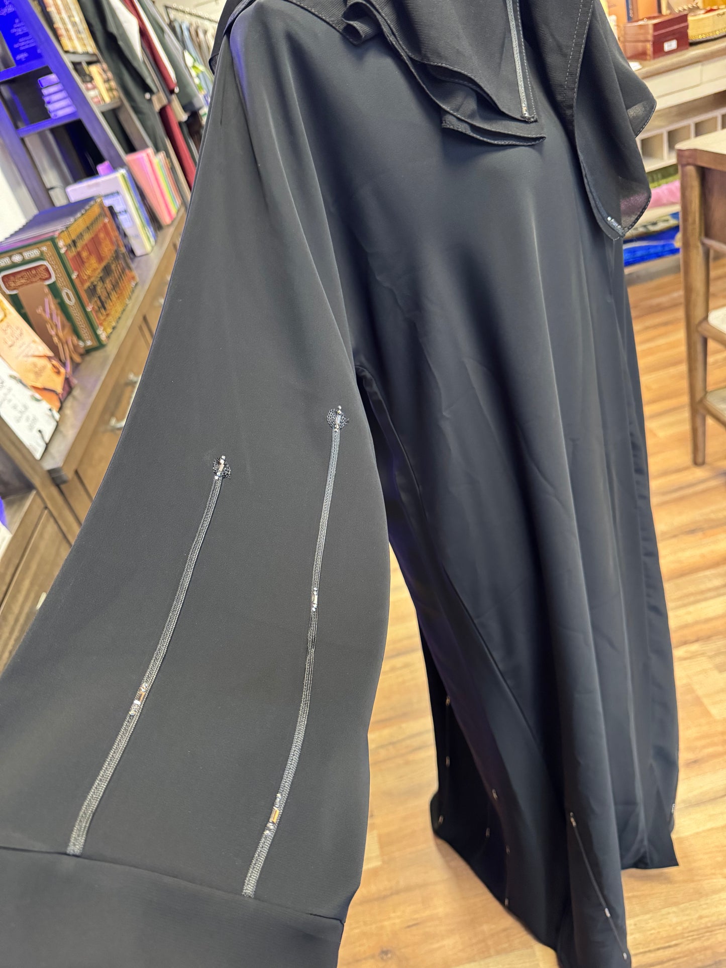 Black on Black Lines Abaya